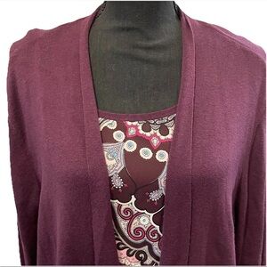 NWT Chico’s Size 4 or US 20/22 Cardigan Sweater & Matching Tank Set Sweet Shiraz